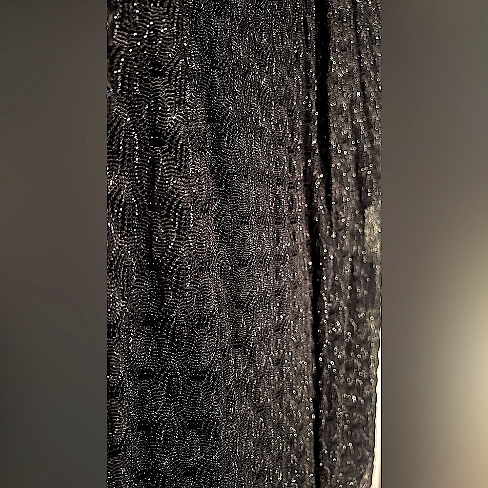 Women’s Cocktail Little Black Dress - Black with Silver Threading - Picture 5 of 7